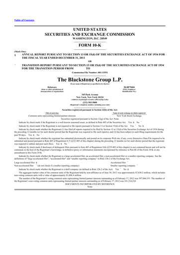 Thumbnail Blackstone Group 10-K Annual Report 2011