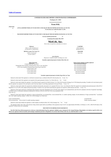 Thumbnail MetLife 10-K Annual Report 2011