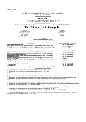 Thumbnail Goldman Sachs 10-K Annual Report 2011