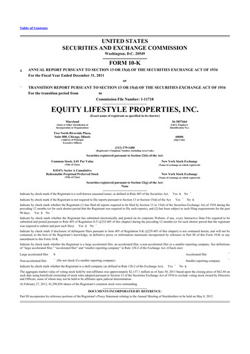Thumbnail Equity LifeStyle Properties 10-K Annual Report 2011