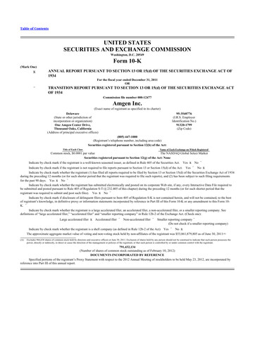 Thumbnail Amgen 10-K Annual Report 2011