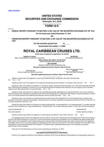 Vorschaubild Royal Caribbean Group 10-K Jahresbericht 