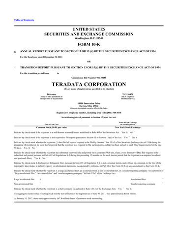 Miniature Teradata 10-K Rapport annuel 2011