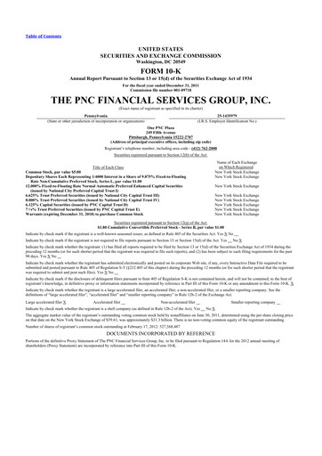 Thumbnail PNC Financial Services 10-K Annual Report 2011