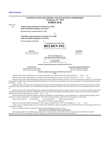 Thumbnail Belden 10-K Annual Report 2011