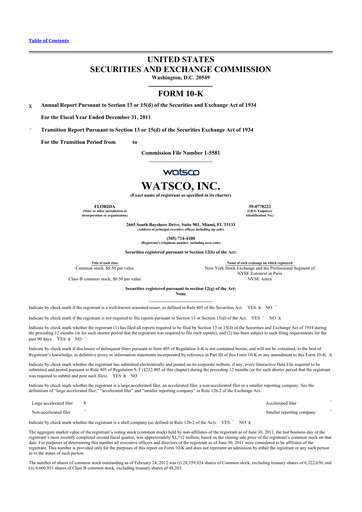 Thumbnail Watsco
 10-K Annual Report 2011