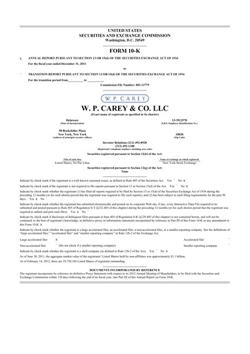 Thumbnail W. P. Carey 10-K Annual Report 2011