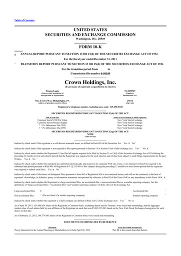 Thumbnail Crown Holdings
 10-K Annual Report 2011