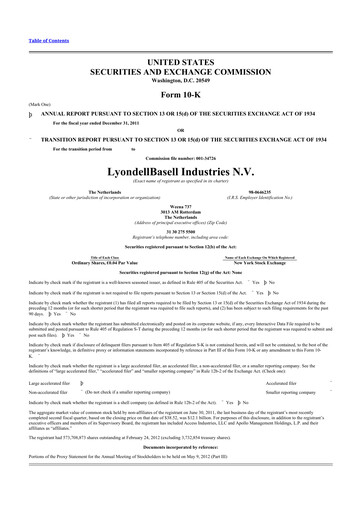 Thumbnail LyondellBasell 10-K Annual Report 2011