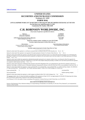 Thumbnail C. H. Robinson 10-K Annual Report 2011