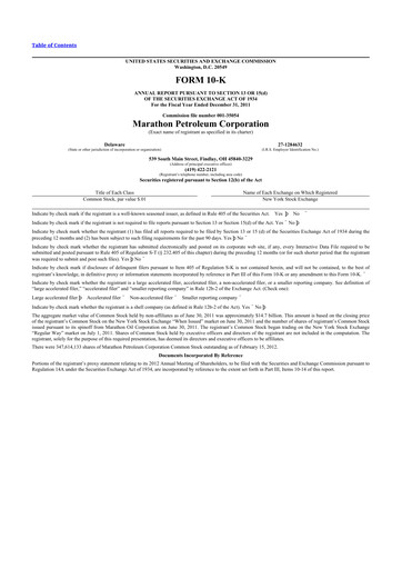 Thumbnail Marathon Petroleum 10-K Annual Report 2011