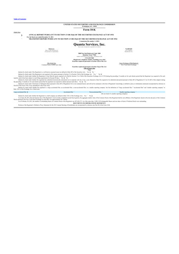 Thumbnail Quanta Services
 10-K Annual Report 2011