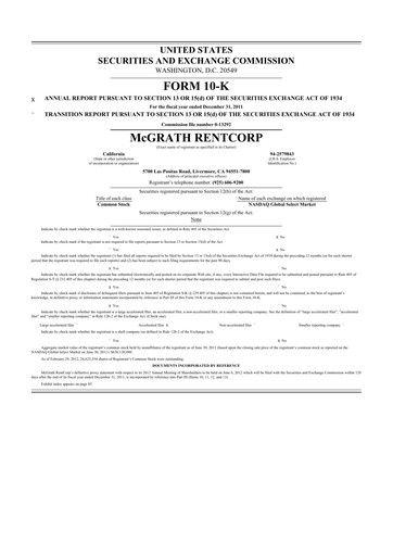 Thumbnail McGrath RentCorp
 10-K Annual Report 2011