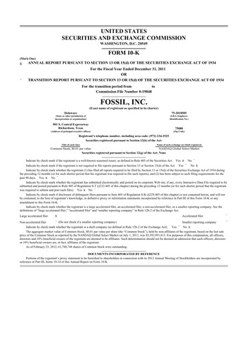 Thumbnail Fossil Group 10-K Annual Report 2011