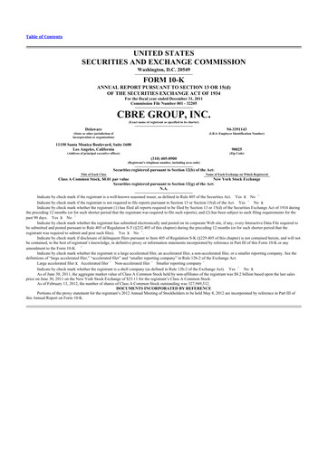 Thumbnail CBRE Group
 10-K Annual Report 2011