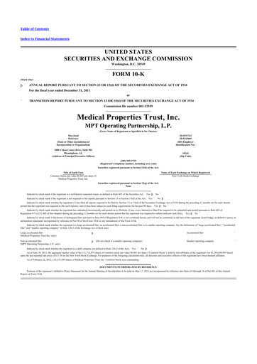 Thumbnail Medical Properties Trust
 10-K Annual Report 