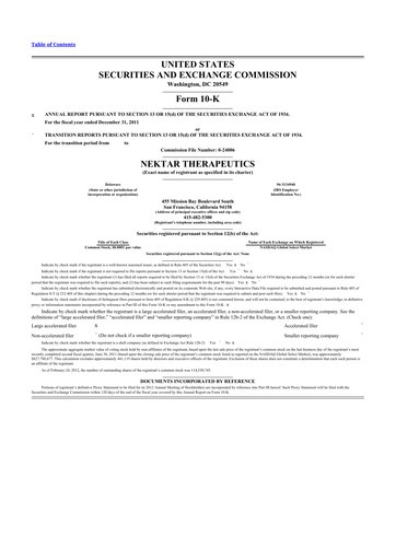 Thumbnail Nektar Therapeutics
 10-K Annual Report 2011