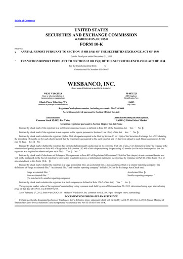 Thumbnail WesBanco 10-K Annual Report 2011