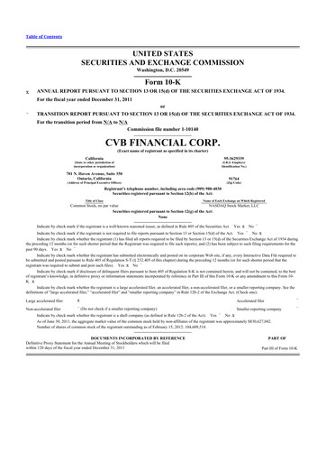 Thumbnail CVB Financial 10-K Annual Report 2011