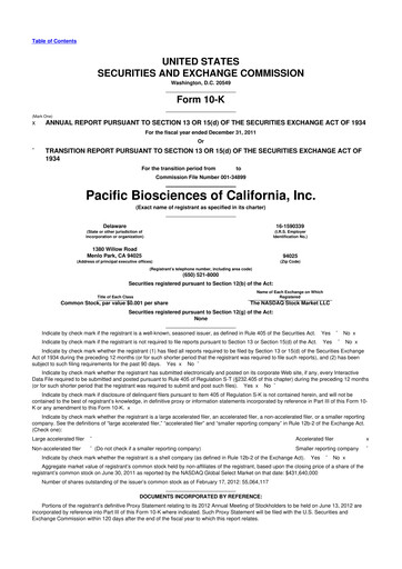 Vorschaubild Pacific Biosciences
 10-K Jahresbericht 2011