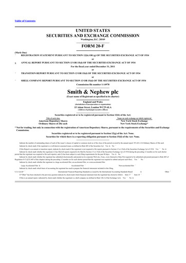 Thumbnail Smith & Nephew
 20-F Annual Report 