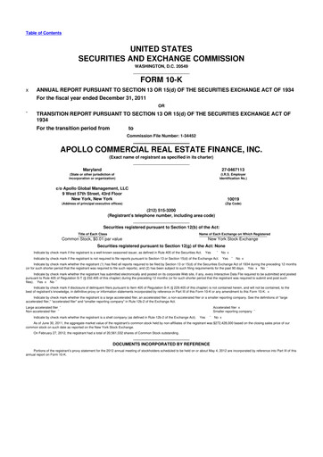 Miniature Apollo Commercial Real Estate Finance 10-K Rapport annuel 2011