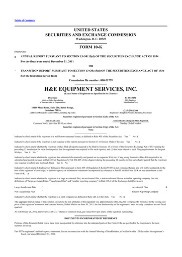 Thumbnail H&E Equipment Services 10-K Annual Report 2011