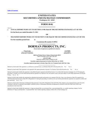 Thumbnail Dorman Products 10-K Annual Report 2011