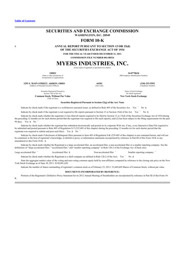 Thumbnail Myers Industries 10-K Annual Report 2011