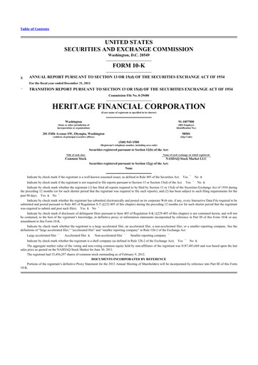 Thumbnail Heritage Financial 10-K Annual Report 2011