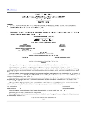 Miniature MRC Global
 10-K Rapport annuel 2011