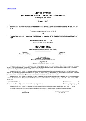 Thumbnail NetApp
 10-Q Quarterly Report FY2012 