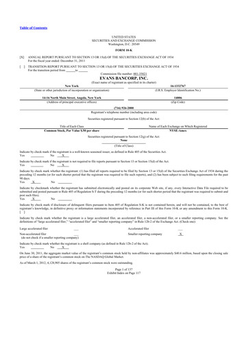 Thumbnail Evans Bancorp 10-K Annual Report 2011