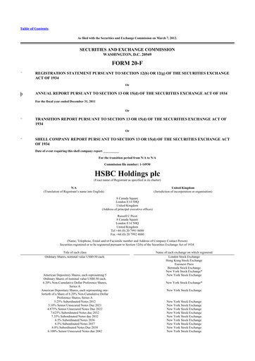 Thumbnail HSBC 20-F Annual Report 