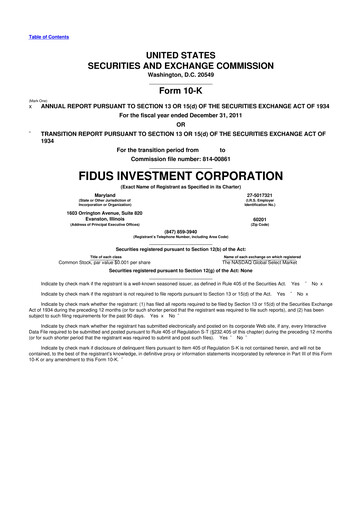 Thumbnail Fidus Investment Corporation 10-K Annual Report 