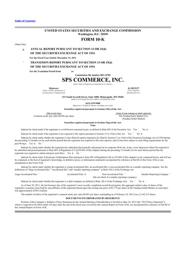 Thumbnail SPS Commerce
 10-K Annual Report 2011