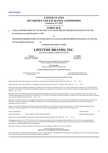 Thumbnail Lifetime Brands 10-K Annual Report 2011