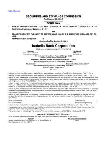 Vorschaubild Isabella Bank Corporation 10-K Jahresbericht 2011