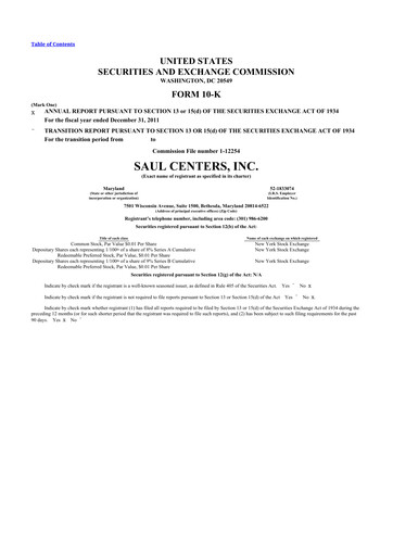 Thumbnail Saul Centers 10-K Annual Report 2011