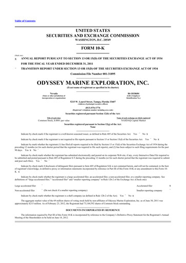 Thumbnail Odyssey Marine Exploration 10-K Annual Report 2011