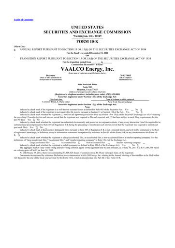 Thumbnail Vaalco Energy
 10-K Annual Report 2011