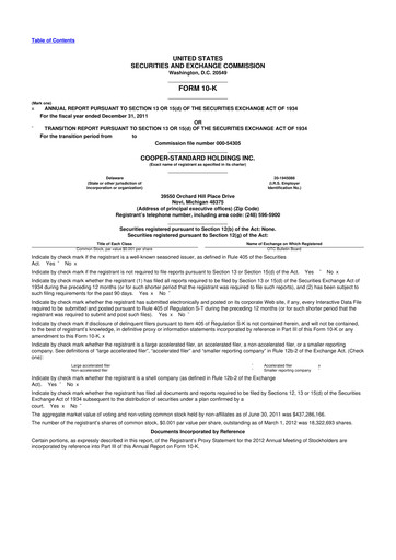 Thumbnail Cooper Standard 10-K Annual Report 2011