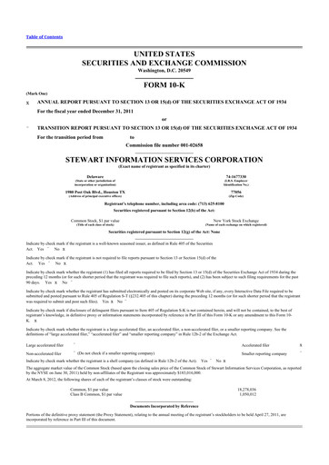 Miniature Stewart Information Services 10-K Rapport annuel 2011