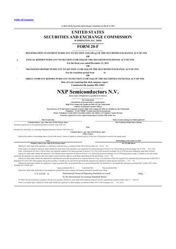 Thumbnail NXP Semiconductors 20-F Annual Report 