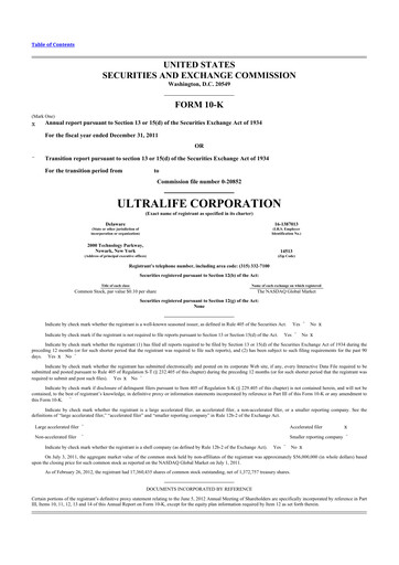 Thumbnail Ultralife Corporation 10-K Annual Report 2011