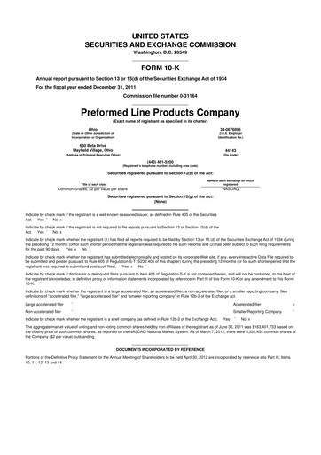 Vorschaubild Preformed Line Products 10-K Jahresbericht 2011
