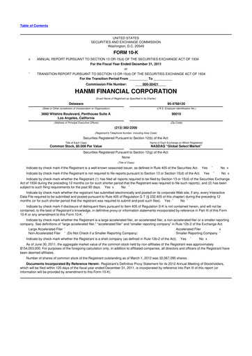 Vorschaubild Hanmi Financial 10-K Jahresbericht 2011