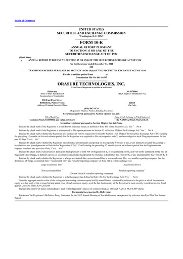 Thumbnail OraSure Technologies 10-K Annual Report 2011