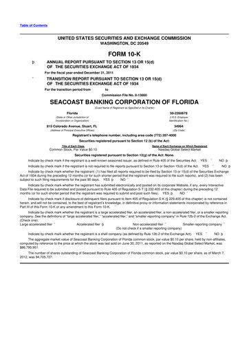 Thumbnail Seacoast Banking 10-K Annual Report 2011