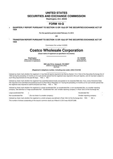 Thumbnail Costco 10-Q Quarterly Report FY2012 